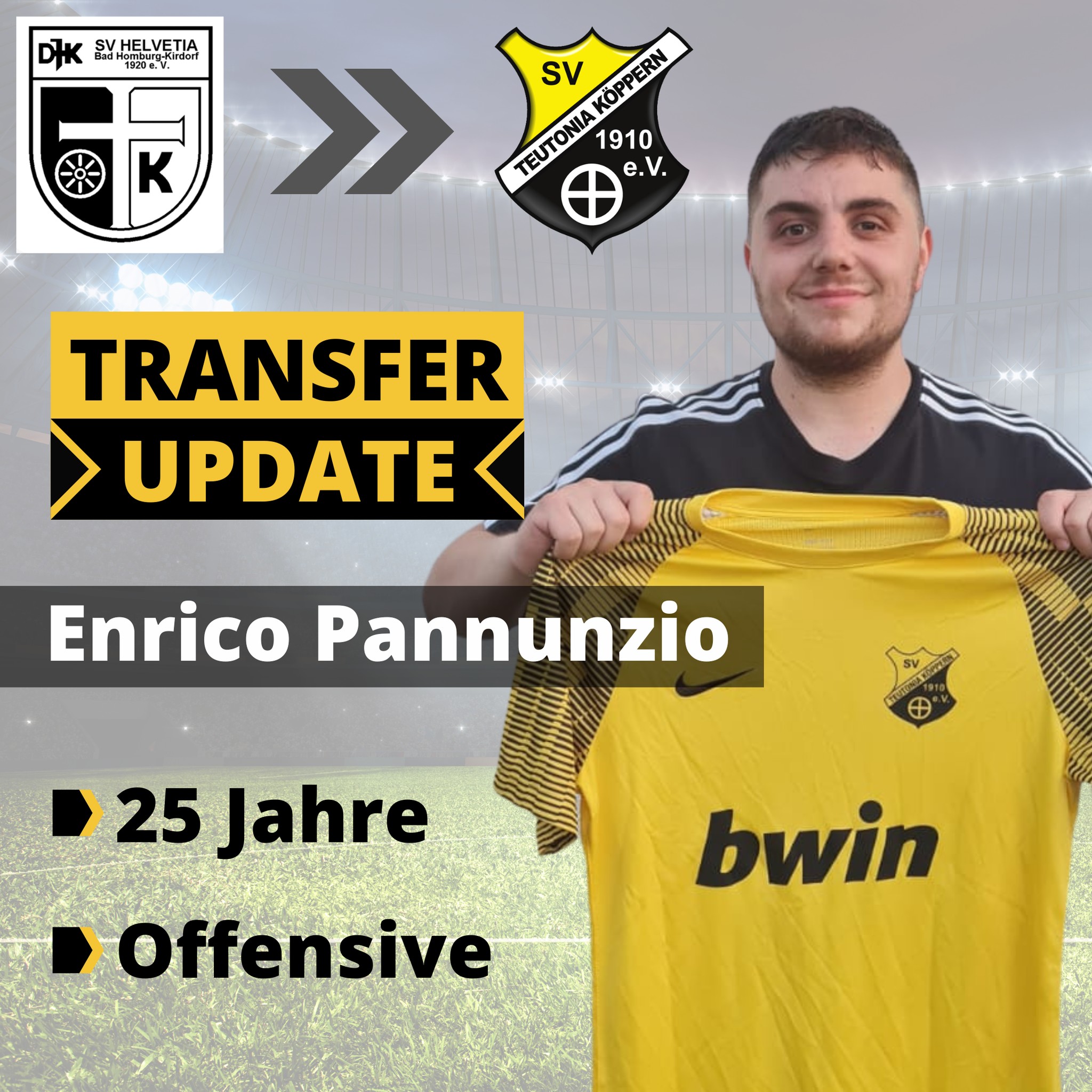 ⚠️TRANSFER UPDATE⚠️ Herzlich Willkommen bei der SV Teutonia Köppern, lieber Enrico. 🤝 Wir begrüßen den 25-jährigen Offensivspieler von der …